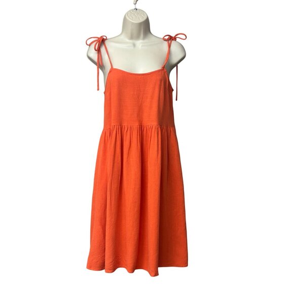 Petal & Pup Emerson Tie Strap Linen Blend Minidress, Orange, Sz. XS - Picture 1 of 12